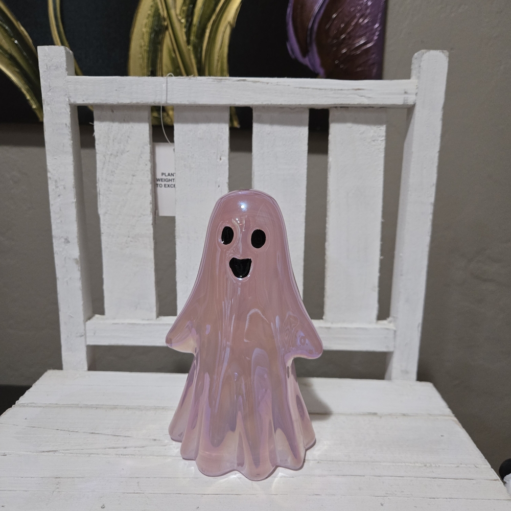 Pink Irridescent Glass Ghost 6"